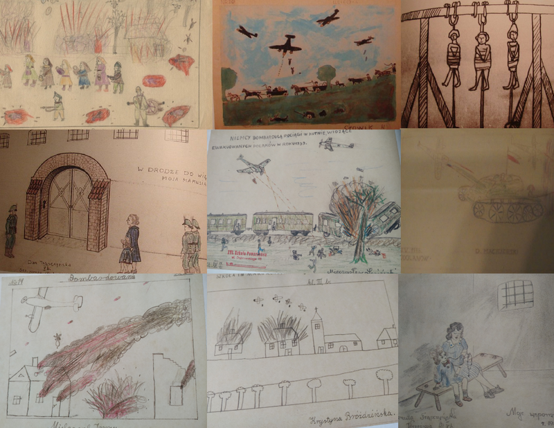 Polish children’s drawings of their memories from WWII. 1946