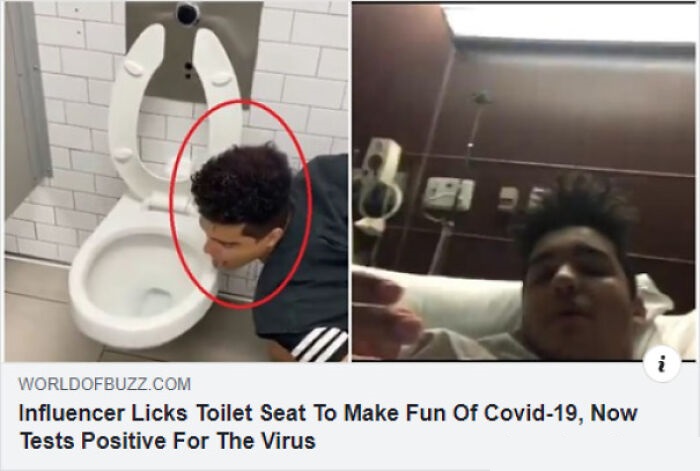 stupid people --  coronavirus challenge - i Worldofbuzz.Com Influencer Licks Toilet Seat To Make Fun Of Covid19, Now Tests Positive For The Virus