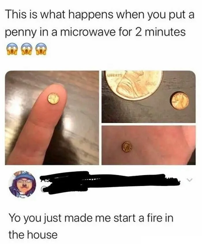 stupid people - penny in the microwave - This is what happens when you put a penny in a microwave for 2 minutes Ustaty Og Yo you just made me start a fire in the house