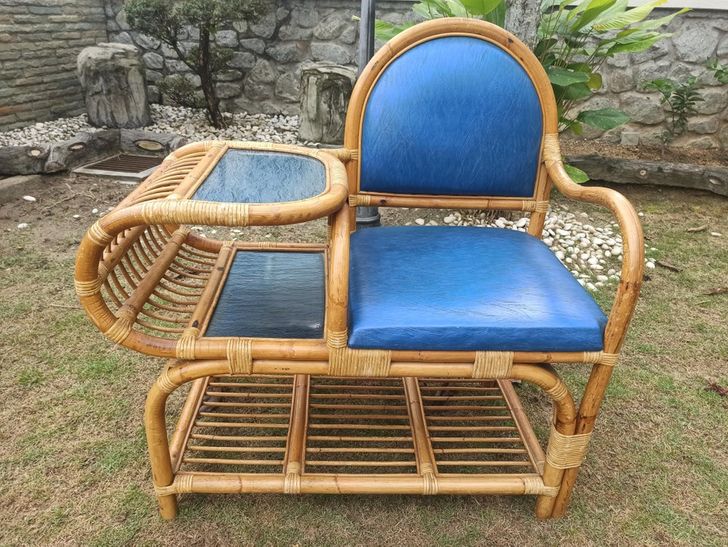 “Probably my most unique rattan find yet: a gossip bench”