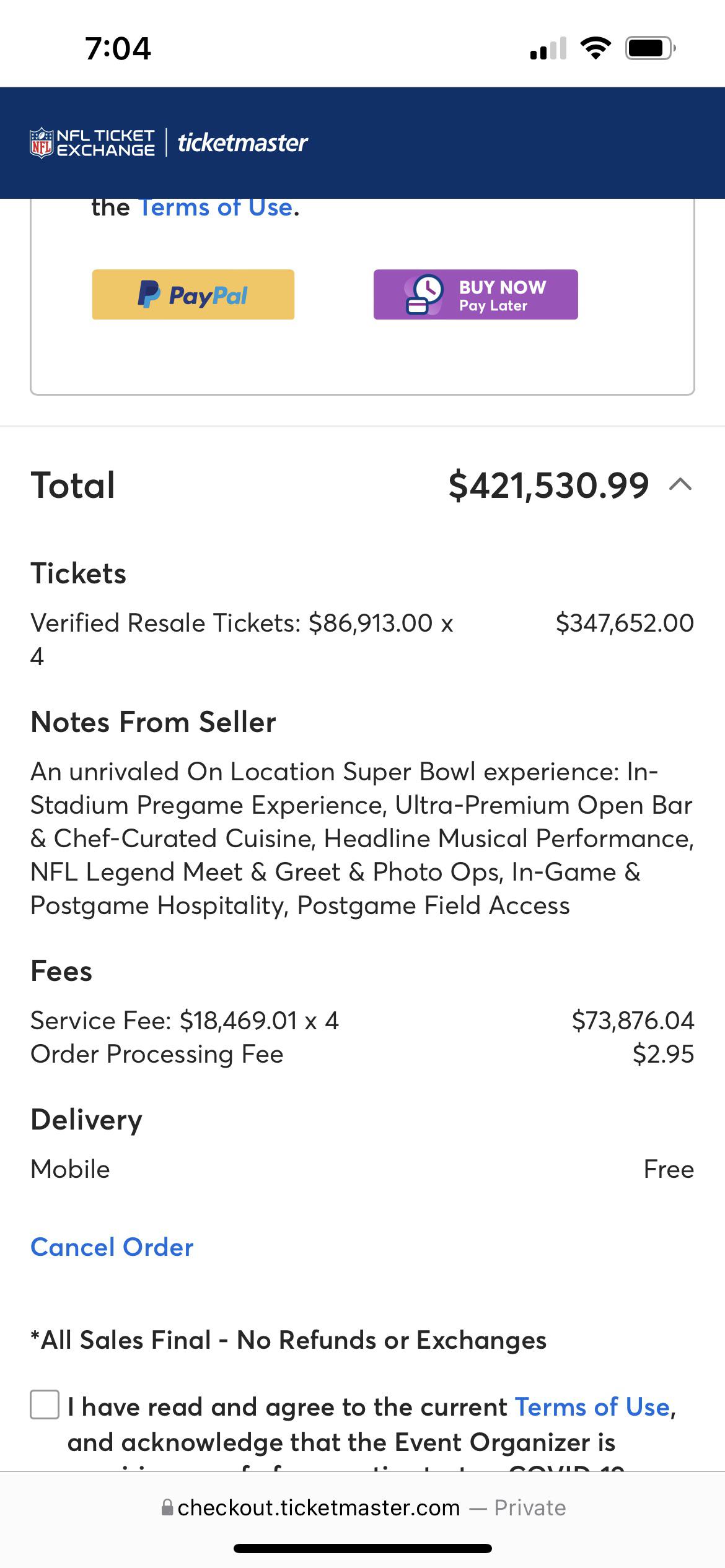 Fascinating Photos - The Most Expensive Super Bowl Tickets You Can Buy…$73k Ticketmaster Service Fee