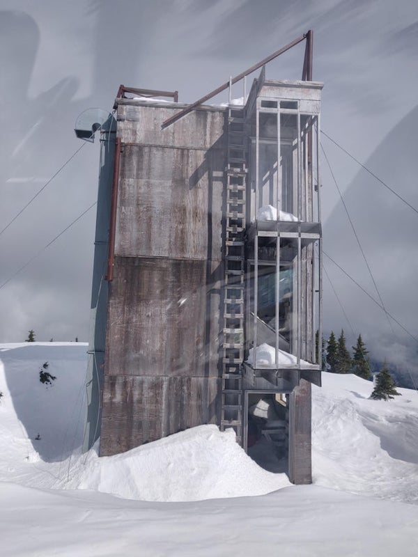 Three story wooden structure on top of remote BC mountain.

A: It appears to be a mine shaft