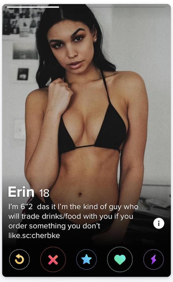 people catfishing - muscle - Erin 18 I'm 6"2 das it I'm the kind of guy who will trade drinksfood with you if you order something you don't .sccherbke X