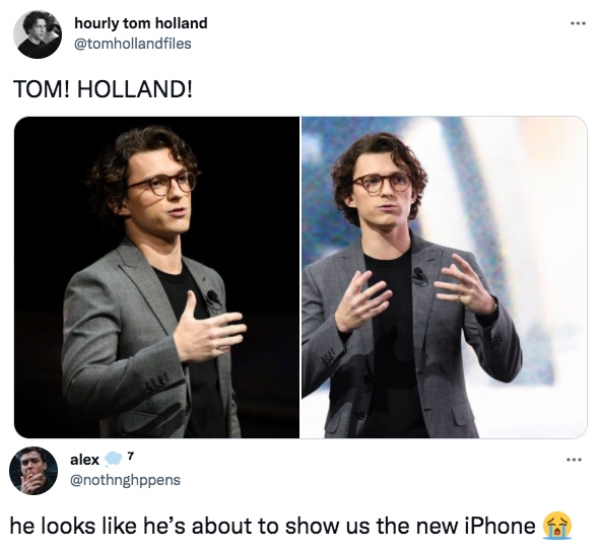 funny tweets - presentation - hourly tom holland Tom! Holland! .. alex 7 he looks he's about to show us the new iPhone