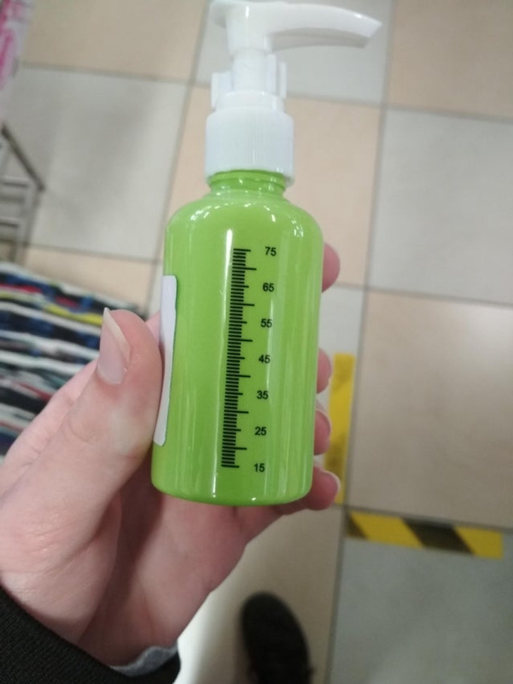 “A measuring scale — but on a non-transparent bottle”