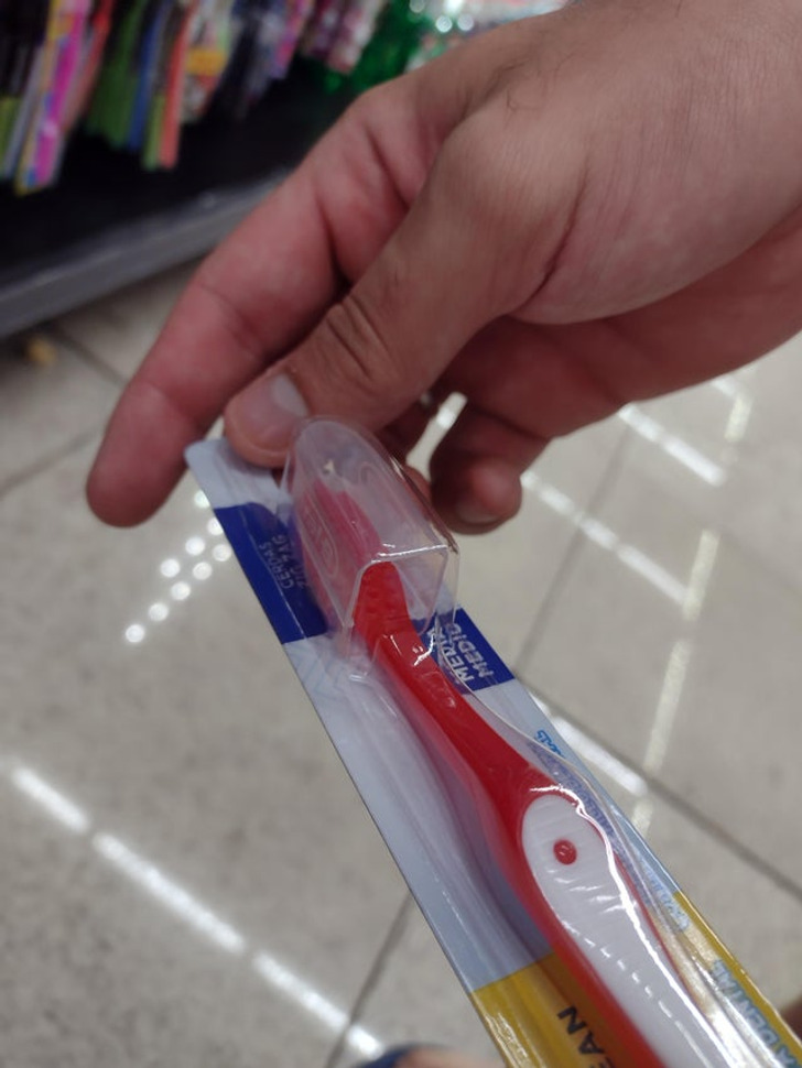 “This toothbrush without bristles I found today at the supermarket”