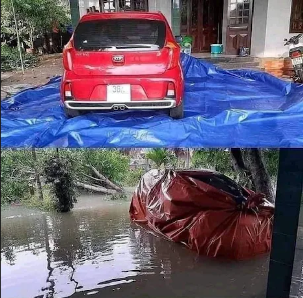 Wrapping your car in a tarp can help during flooding seasons.