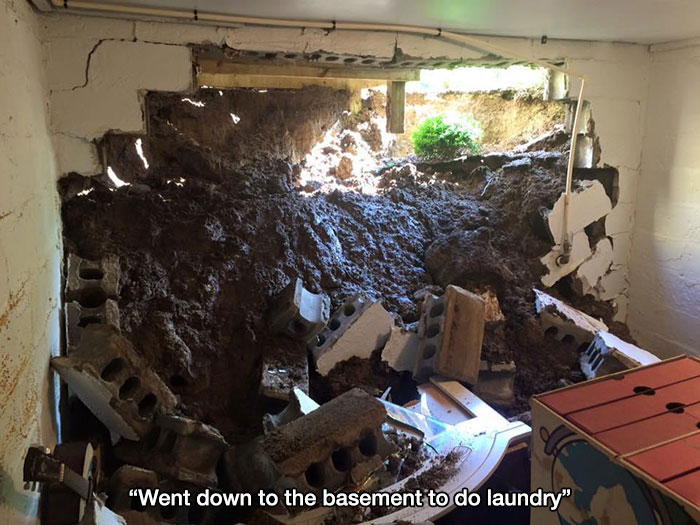 people having bad days - house caved in due to mudslide