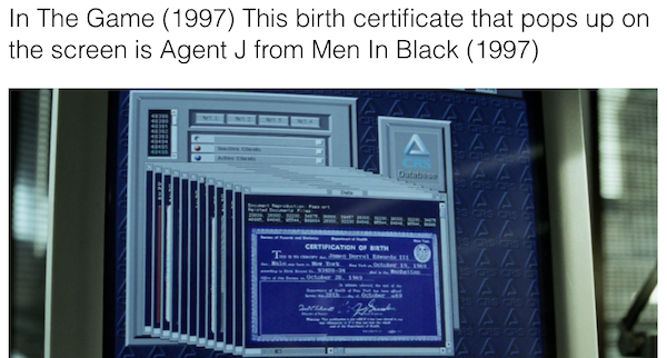 software - In The Game 1997 This birth certificate that pops up on the screen is Agent J from Men In Black 1997 A Aaa Aa Aaa Aaa Certification Of Th T.. 13. Aaa Caa Aaa Aaa