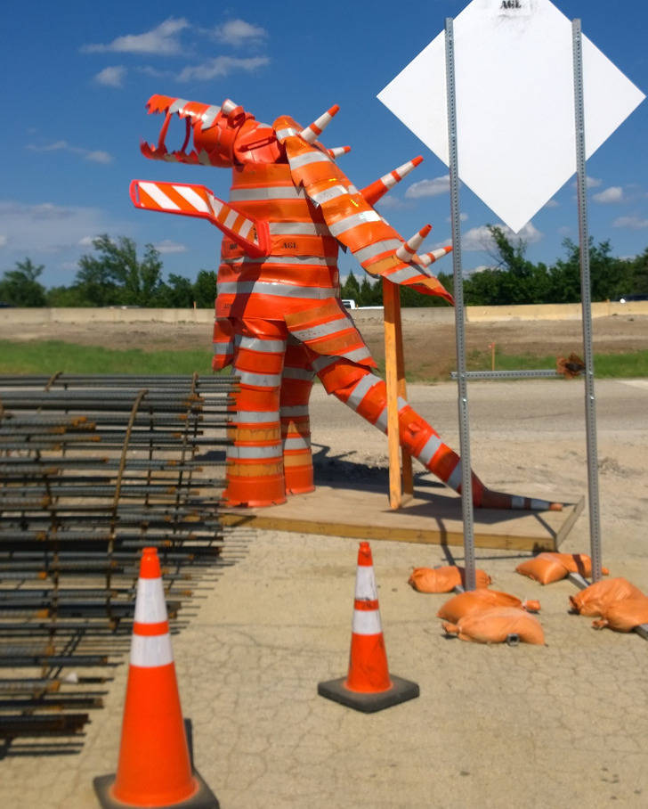’’I was passing a construction site when I saw a bunch of traffic cones made into Godzilla.’’