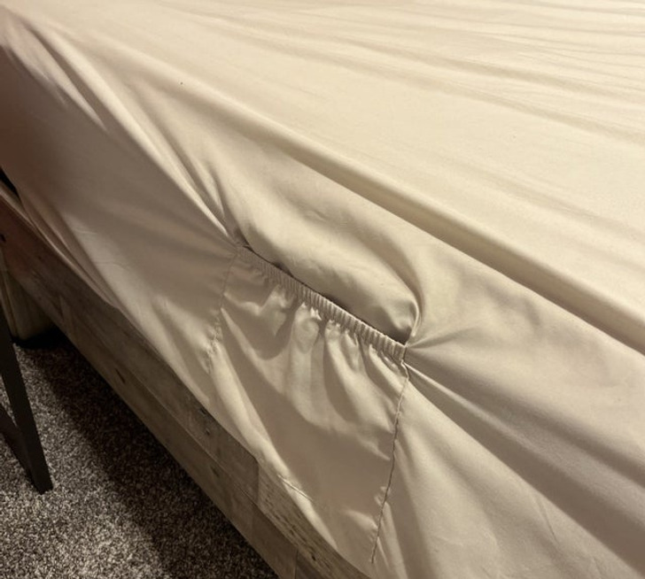 “My new fitted sheet has a pocket on it.”