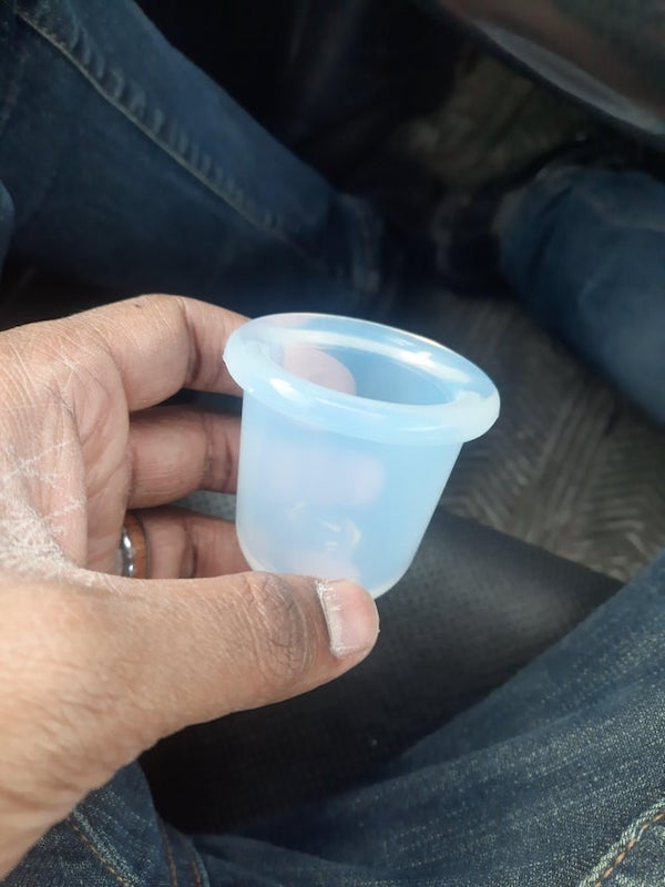 Silicon cup thing? My parents were randomly mailed this from an unknown address. Material is malleable.

A: Some sort of anti-cellulite hogwash.