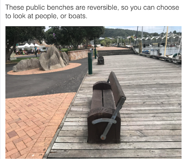 genius life hacks - mom pick me up i m scared - These public benches are reversible, so you can choose to look at people, or boats. 7
