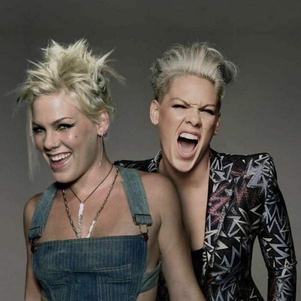Celebs young and old version - p nk tongue