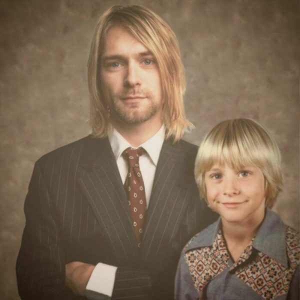 Celebs young and old version - kurt cobain wedding dave grohl