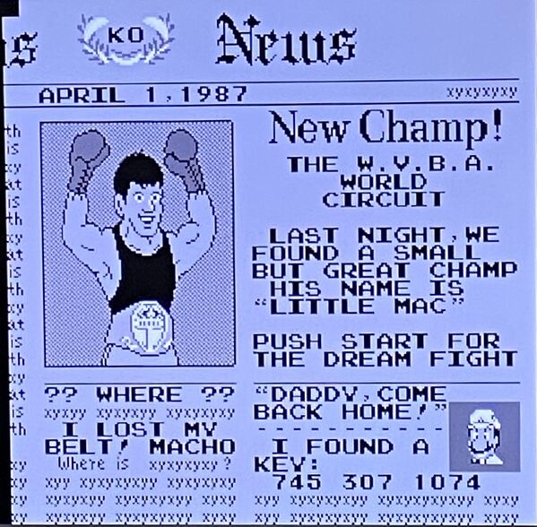 80s nostalgia pics - cartoon - Ko 4 Neius New Champ! xyxyxyxy th is sy The W.V.B.A. Sit World is Circuit th Ky Last Night, We St Found A Small is But Great Champ th His Name Is "Little Mac" it is Push Start For th The Dream Fight scy ?? Where ?? "Daddy, C