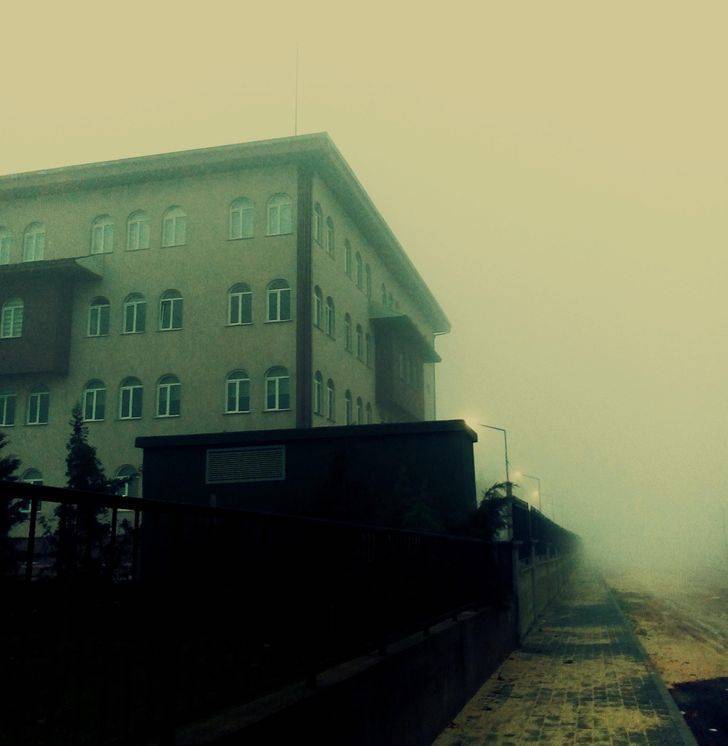 “The yellow sky and the fog makes it look like my school is haunted.”