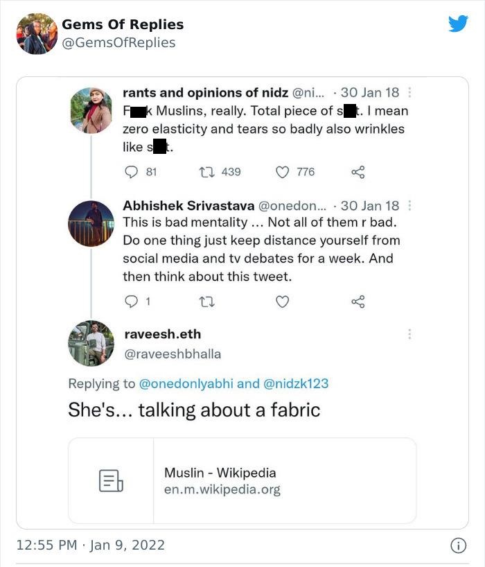 funny comments - document - Gems Of Replies rants and opinions of nidz .... 30 Jan 18 Fk Muslins, really. Total piece of st. I mean zero elasticity and tears so badly also wrinkles s 81 12 439 776 Abhishek Srivastava .... 30 Jan 18 This is bad mentality .