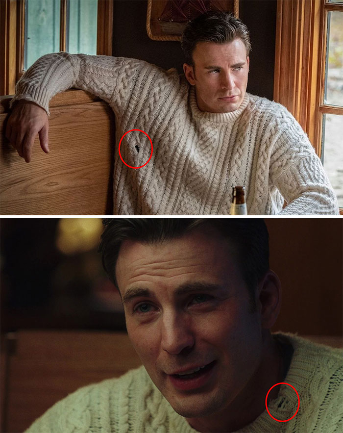 movie facts and details - In Knives Out (2019), Ransom's Sweater Has A Ripped Collar And Several Noticeable Holes