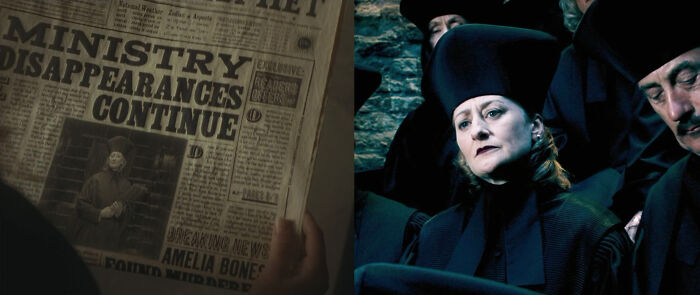 movie facts and details - In Hp And The Half-Blood Prince (2009), A Newspaper States That A Witch Named Amelia Bones Was Found Murdered At Her Home. She Was The Witch That Defended Harry In The Order Of The Phoenix (2007)