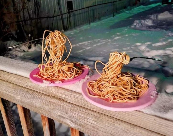 randoms things amused and surprised - frozen spaghetti