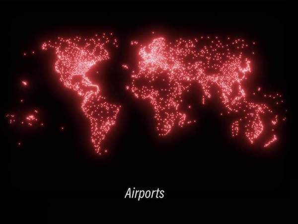 charts and maps - world infrastructure map - Airports