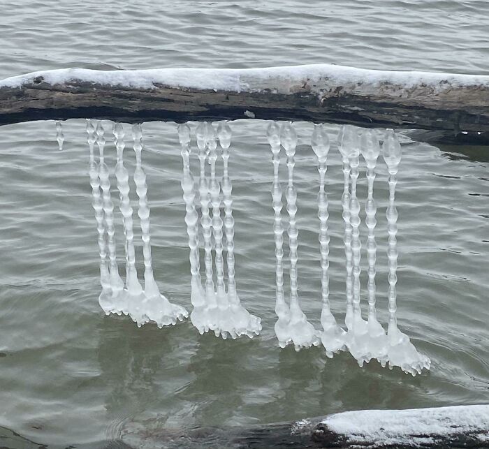 River Levels Fall, Lapping Ripples Kiss Ice Cold, Missouri Driftwood