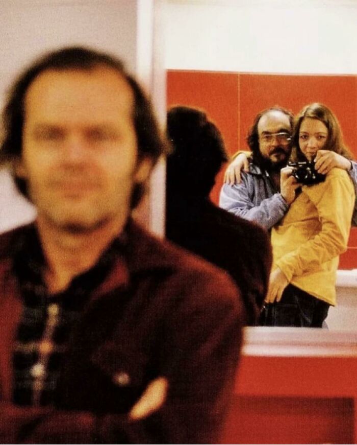 fascinating photos from history - Kubrick Taking A Photo With Daughter Vivian, On The Set Of The Shining. Nicholson Thought He Himself Was The Photo’s Subject. 1980