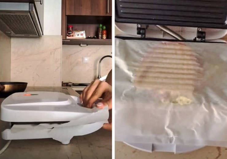 "If you don’t want to clean your sandwich press for just one sandwich, line it with baking paper."