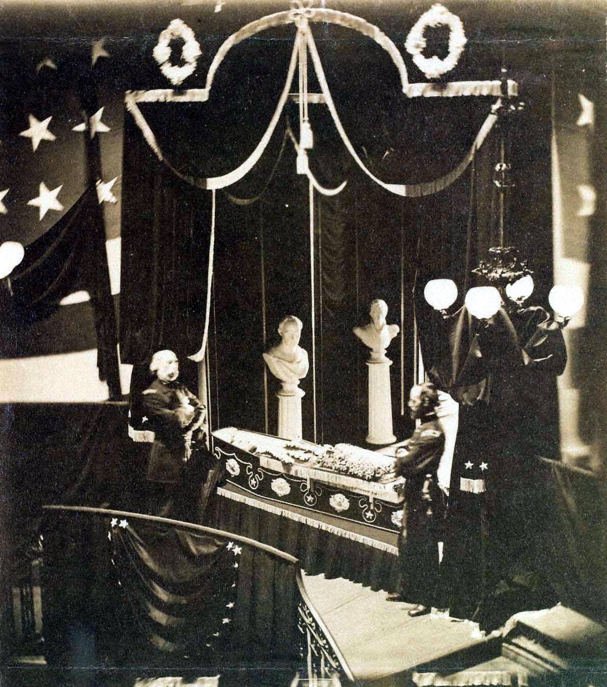Abraham Lincoln lying in state in New York’s City Hall on April, 24, 1865