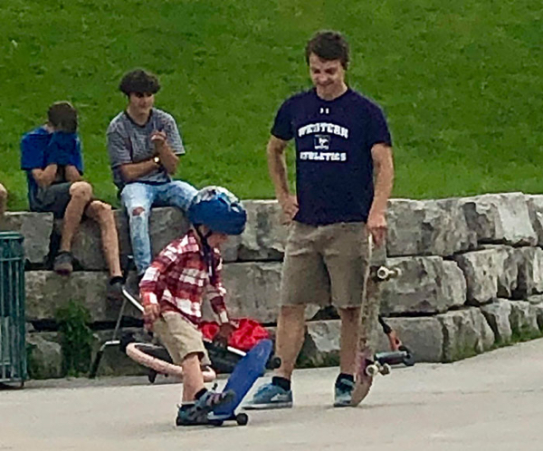 These teens at the skateboard park treating my 5yo like he’s one of them.