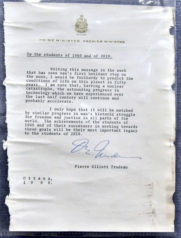 “A Vancouver elementary school just unearthed a time capsule after 50 years. In it was a letter from then Prime Minister Pierre Trudeau.”