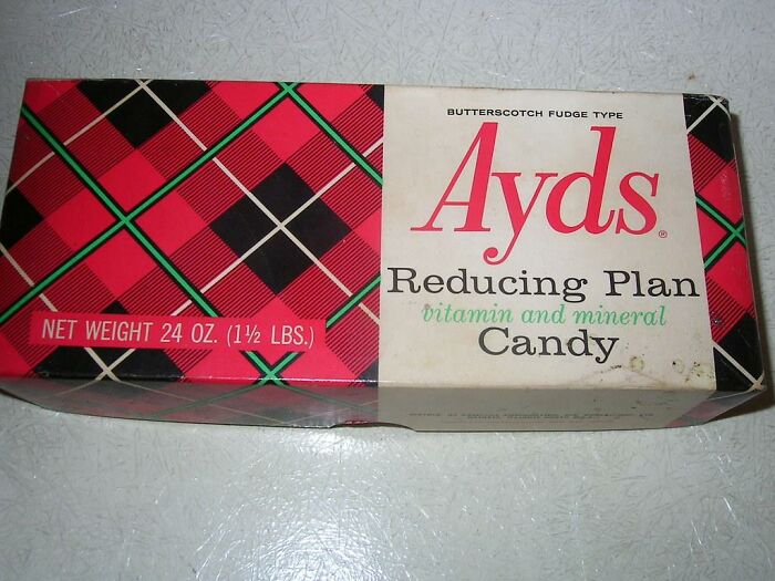 bad business decisions - Butterscotch Fudge Type Ayds Reducing Plan Candy vitamin and mineral Net Weight 24 Oz. 112 Lbs.
