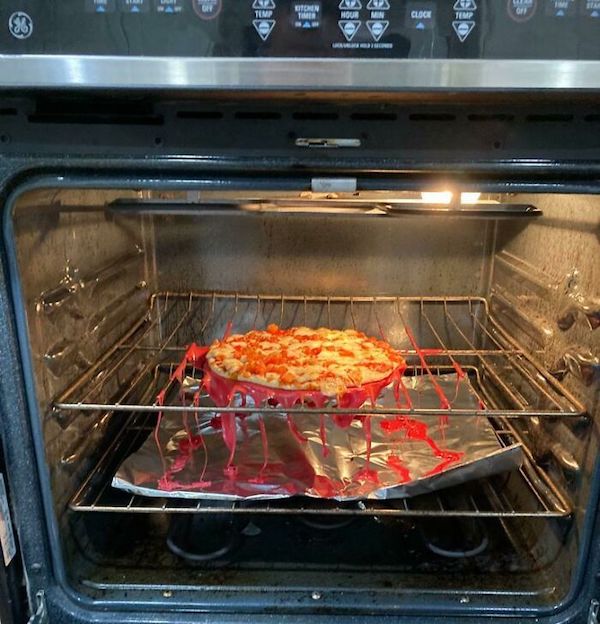 My younger brother, who moves out in 2 weeks, tried to make a pizza.