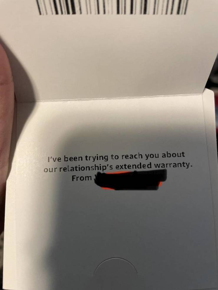 "My girlfriend and I fought and didn’t talk for 3 days so I sent her an Amazon gift with this as the message."