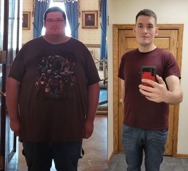 before and after transfomations -460lbs man - .