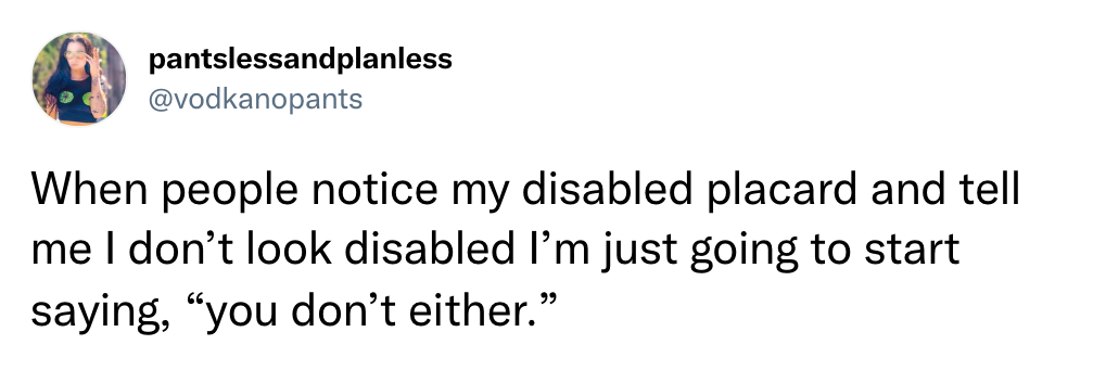 amanda knox tweet - pantslessandplanless When people notice my disabled placard and tell me I don't look disabled I'm just going to start saying, you don't either.