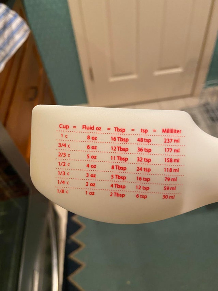 This spatula, with a bunch of useful conversions on it