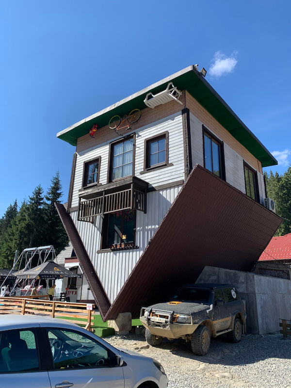 This upside down house in the Carpathian Mountains, Ukraine