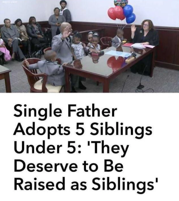 wholesome pics and memes - learning - Single Father Adopts 5 Siblings Under 5 'They Deserve to Be Raised as Siblings'