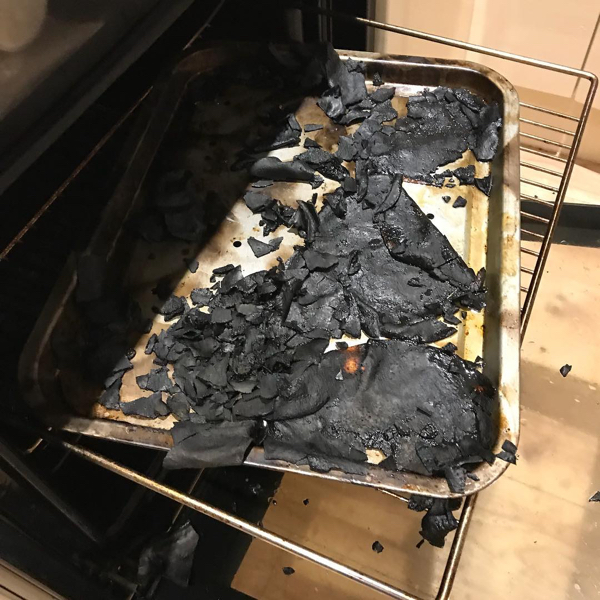 This is what happens when you put papadums in the oven and put the grill on by mistake