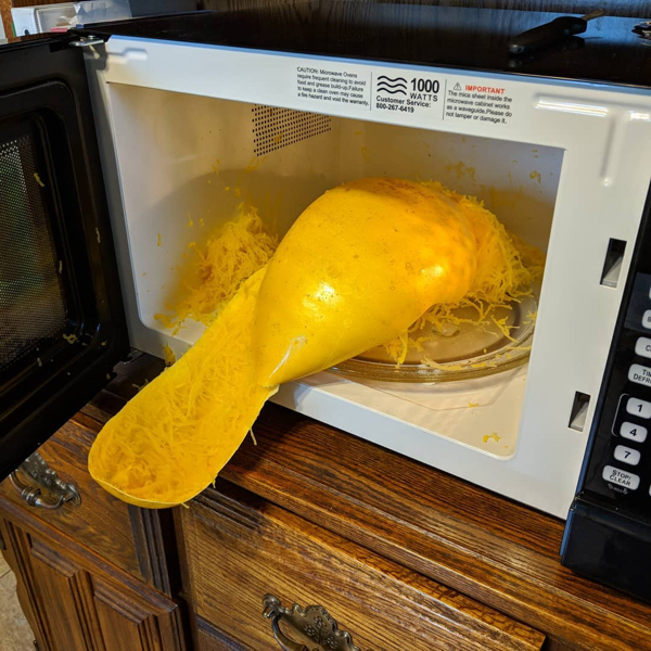 Yesterday I made a spaghetti squash explode in the microwave.