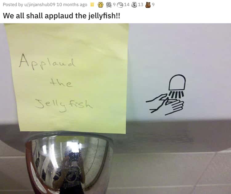 funny vandalisim - harmless vandalism - Posted by ujinjanshub09 10 months ago 9 14 S 13 We all shall applaud the jellyfish!! Applaud the Jellyfish z