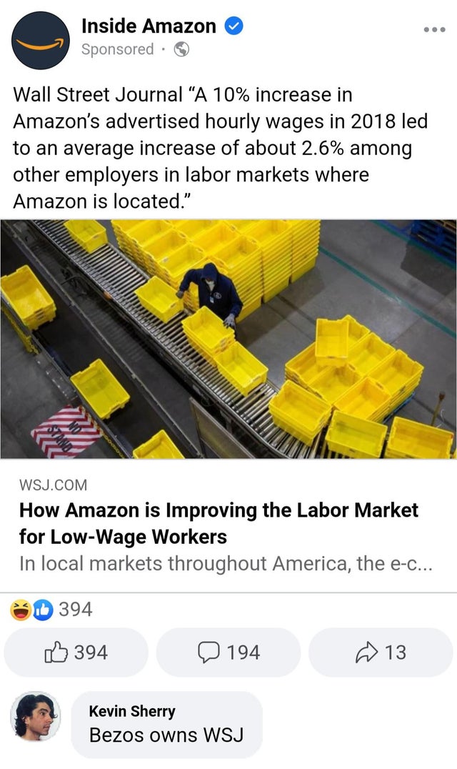 dystopian pics  - material - ... Inside Amazon Sponsored . Wall Street Journal A 10% increase in Amazon's advertised hourly wages in 2018 led to an average increase of about 2.6% among other employers in labor markets where Amazon is located." Wsj.Com How