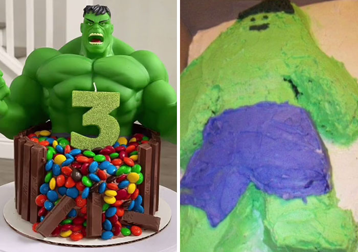 expectations vs reality  - hulk birthday cake ideas - 3
