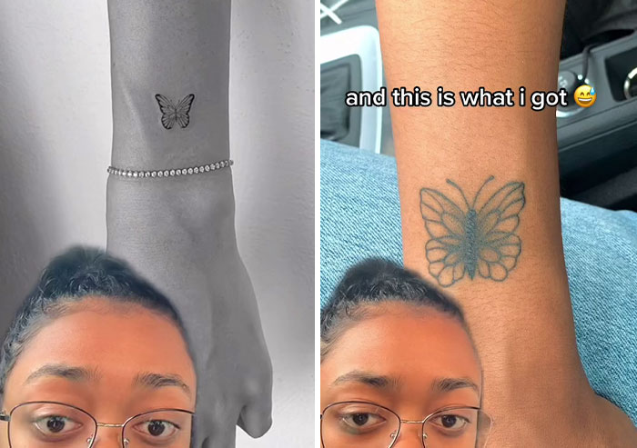 expectations vs reality  - butterfly tattoo dainty - and this is what i got