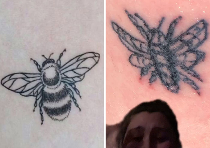 expectations vs reality  - simplistic bee tattoo