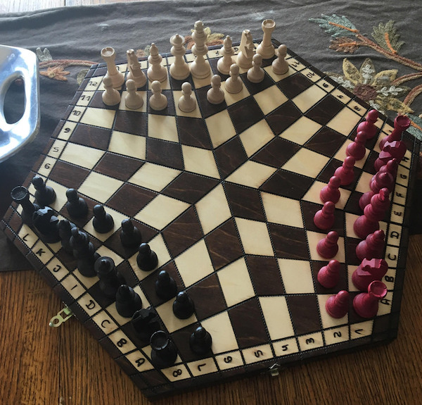 This 3-way chess set I found in my basement.