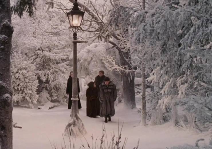 "In The Lion, the Witch and the Wardrobe (2005), if you look closely at the lamppost, you can see it has roots, like a tree. This is because in the Narnia books, the lamppost was grown from an iron bar torn from a similar lamp in London."