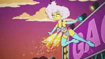 LADY GAGA’S SUPER BOWL LI HALFTIME SHOW.

Remember when Gaga jumped off the roof of Houston’s NRG Stadium to conclude her 2017 Super Bowl performance? Well, she did it first in a 2012 episode, when she soared over Springfield in a wire harness.